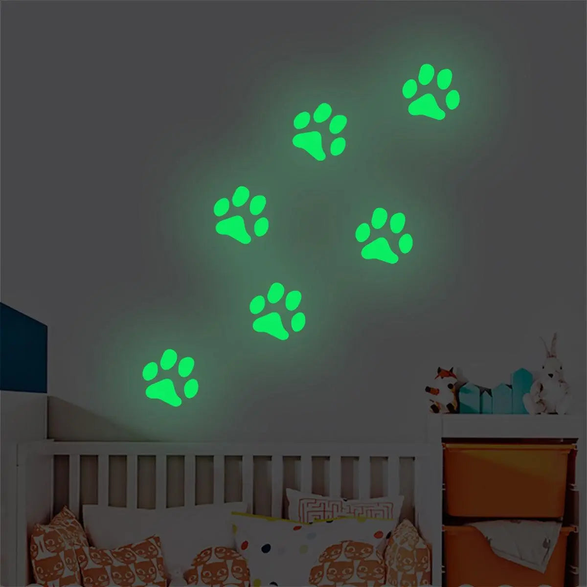 1pc Noctilucent PVC Wall Decal, Night Glow Animal Paw Mural SS69