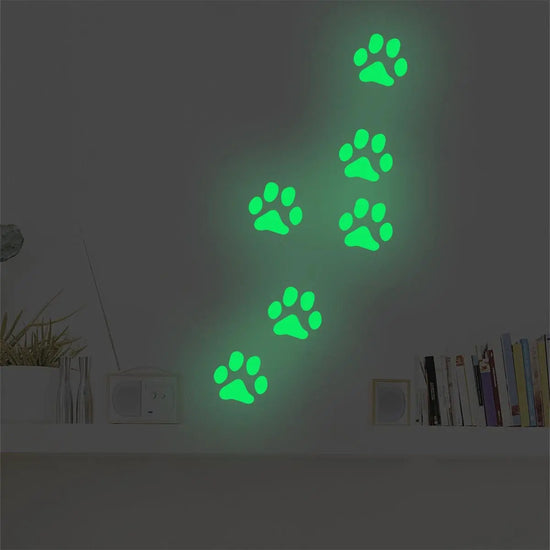 1pc Noctilucent PVC Wall Decal, Night Glow Animal Paw Mural SS69
