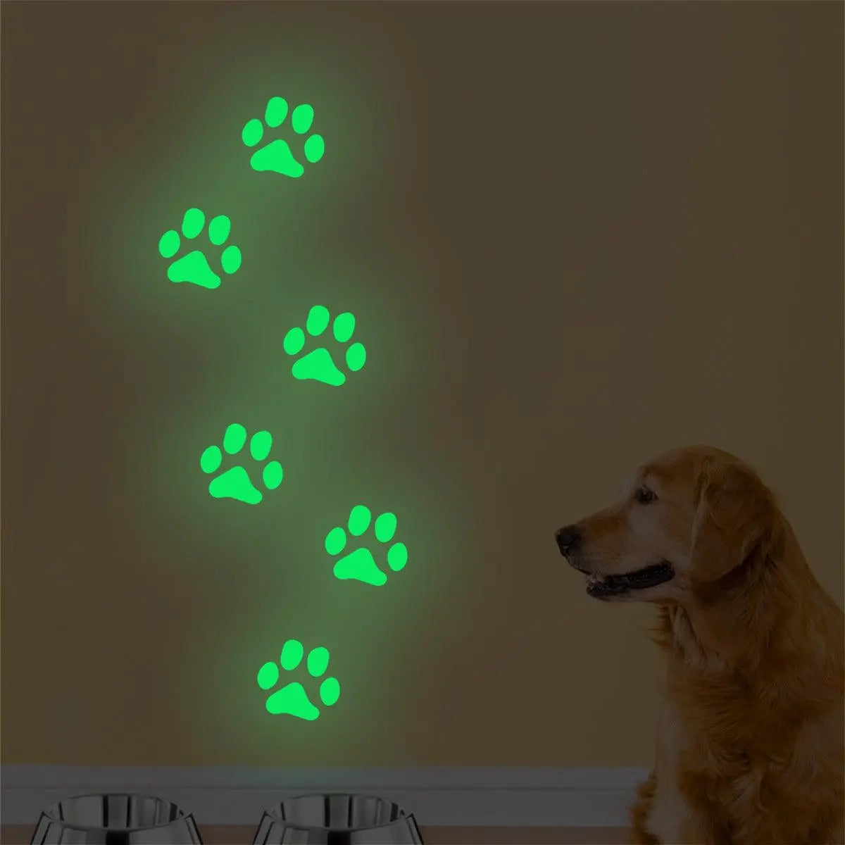 1pc Noctilucent PVC Wall Decal, Night Glow Animal Paw Mural SS69