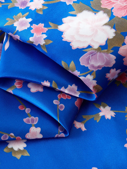 1pc Traditional Japanese Kimono for Women - Floral Print Dress Robe with Belt, Polyester Fabric, Full-Length Sleeves, Open Front, Regular Fit, Geisha Bathing Costume, Cosplay, Halloween, Carnival Party Wear SS69