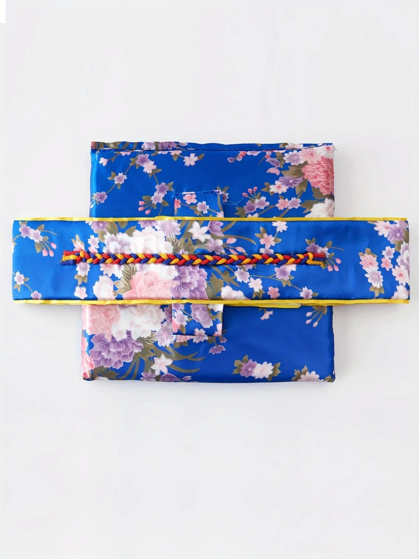 1pc Traditional Japanese Kimono for Women - Floral Print Dress Robe with Belt, Polyester Fabric, Full-Length Sleeves, Open Front, Regular Fit, Geisha Bathing Costume, Cosplay, Halloween, Carnival Party Wear SS69