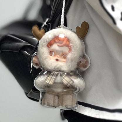 1PC Transparent Display Bag Portable Cable Organizer Box Acrylic Candy Storage Case Home Decor Bag for Skull Panda No Doll - SS69