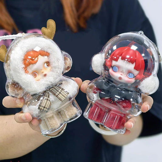 1PC Transparent Display Bag Portable Cable Organizer Box Acrylic Candy Storage Case Home Decor Bag for Skull Panda No Doll - SS69