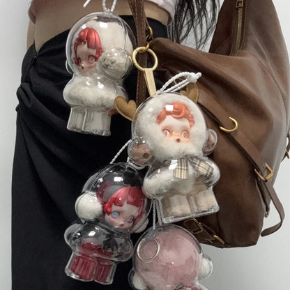 1PC Transparent Display Bag Portable Cable Organizer Box Acrylic Candy Storage Case Home Decor Bag for Skull Panda No Doll - SS69