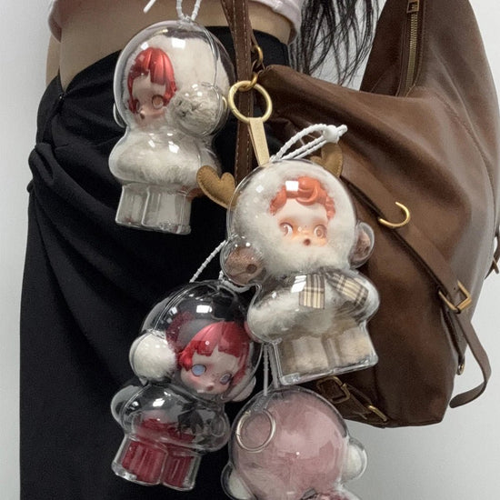 1PC Transparent Display Bag Portable Cable Organizer Box Acrylic Candy Storage Case Home Decor Bag for Skull Panda No Doll - SS69