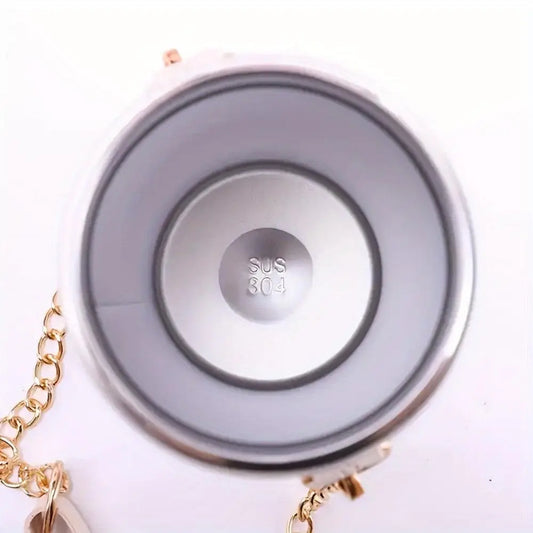 1pc, Cute Bunny Vacuum Flask With Chain, 480ml 304 Stainless Steel Insulated Water Bottles SS69