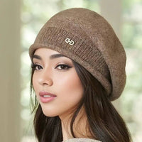 1pc, Women's Stretchy Fleece Beanie Hat with Pocket, Soft and Cozy Acrylic Knit Cap for Autumn and Winter SS69