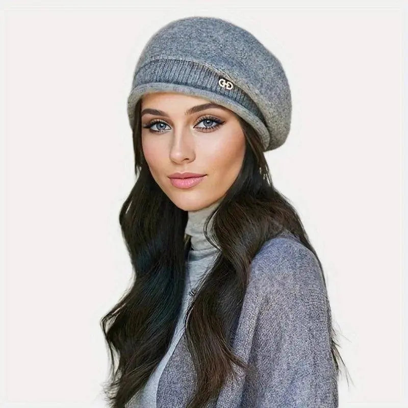 1pc, Women's Stretchy Fleece Beanie Hat with Pocket, Soft and Cozy Acrylic Knit Cap for Autumn and Winter SS69