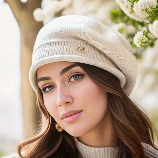 1pc, Women's Stretchy Fleece Beanie Hat with Pocket, Soft and Cozy Acrylic Knit Cap for Autumn and Winter SS69