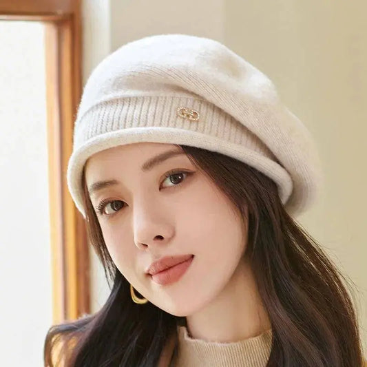 1pc, Women's Stretchy Fleece Beanie Hat with Pocket, Soft and Cozy Acrylic Knit Cap for Autumn and Winter SS69