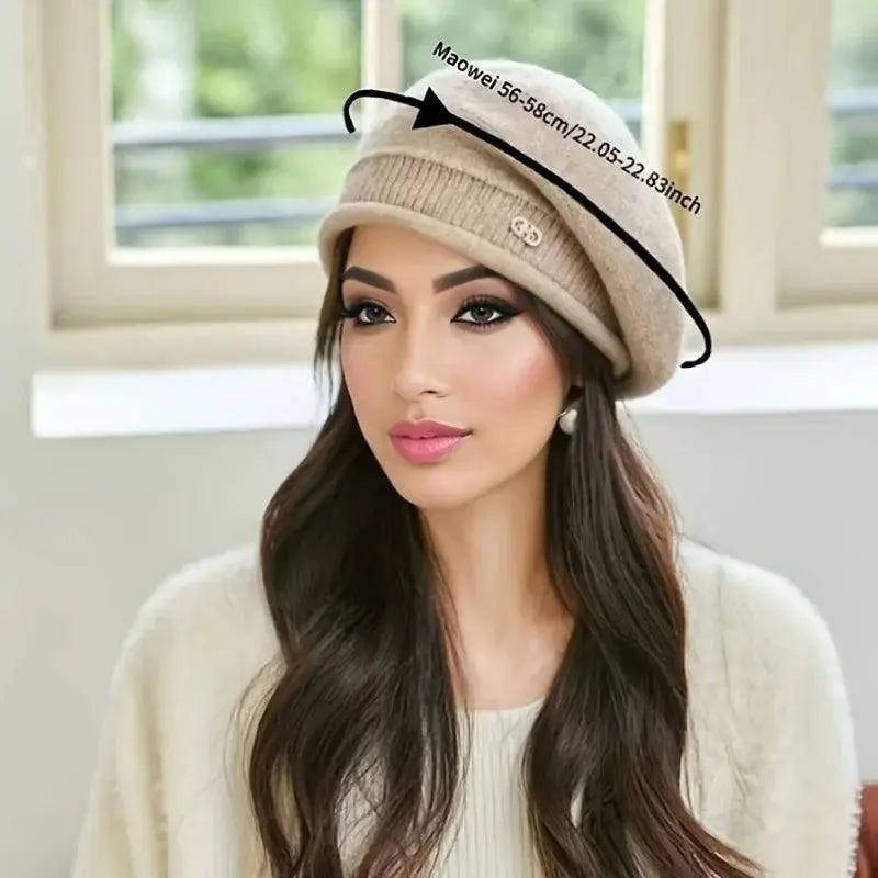 1pc, Women's Stretchy Fleece Beanie Hat with Pocket, Soft and Cozy Acrylic Knit Cap for Autumn and Winter SS69