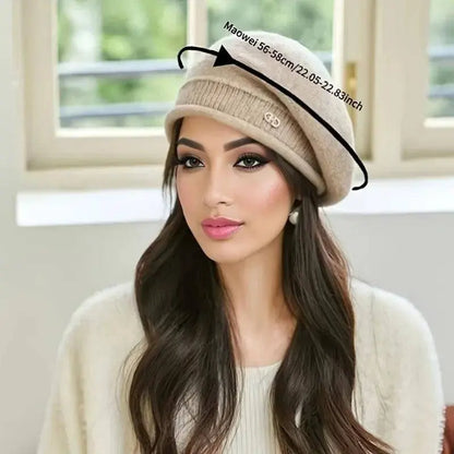 1pc, Women's Stretchy Fleece Beanie Hat with Pocket, Soft and Cozy Acrylic Knit Cap for Autumn and Winter SS69