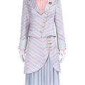 1set Polyester Cosplay Dress, Solid Color Striped Woven Suit with Stand Collar, Roleplay Costume for Women, All-Season Party Carnival Outfit SS69 43.69 Mixed Color / Asian XL