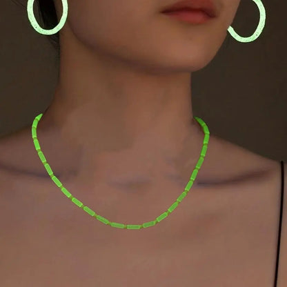 2/3pcs Earrings/ Earrings + Necklace Glowing Jewelry Set Made Of Luminous Beads Cute Heart Design Match Daily Outfits Party Accessories For Music Festival SS69