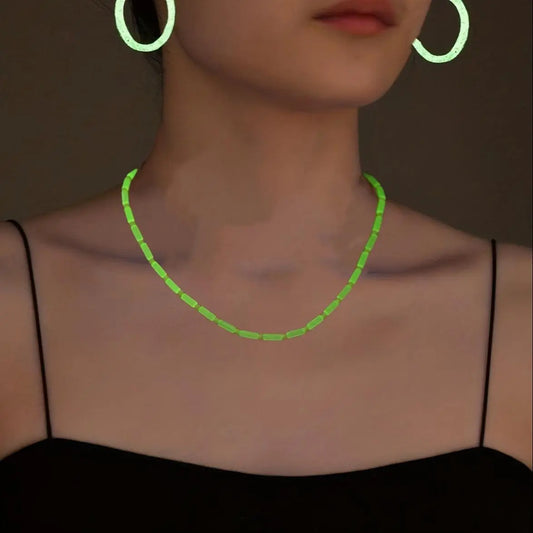 2/3pcs Earrings/ Earrings + Necklace Glowing Jewelry Set Made Of Luminous Beads Cute Heart Design Match Daily Outfits Party Accessories For Music Festival SS69