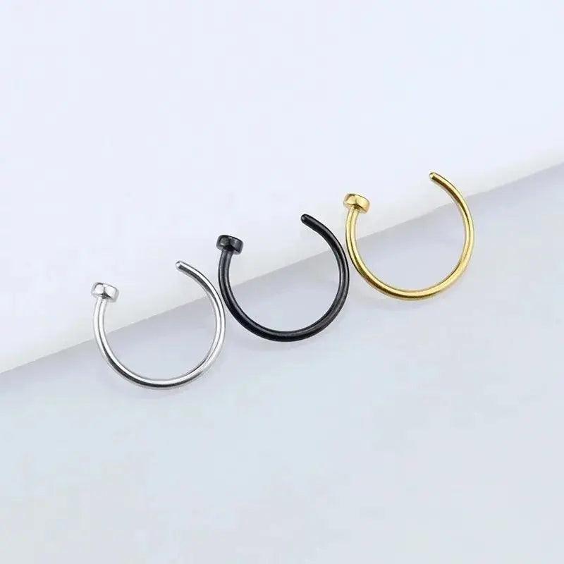 2/6Pcs Fake Nose Rings for Women, 316L Stainless Steel Lip Rings Labret Ring Nostril Hoop Piercing Studs Nose Piercing Jewelry - SS69