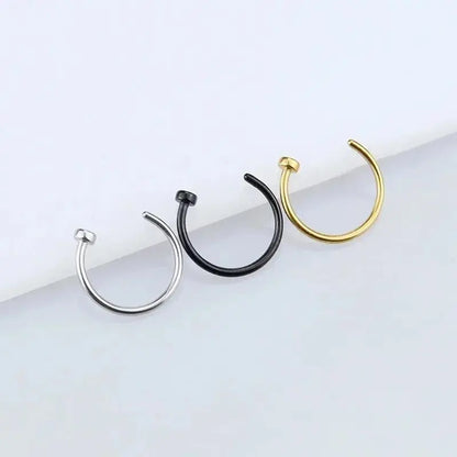 2/6Pcs Fake Nose Rings for Women, 316L Stainless Steel Lip Rings Labret Ring Nostril Hoop Piercing Studs Nose Piercing Jewelry - SS69