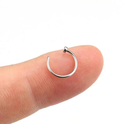 2/6Pcs Fake Nose Rings for Women, 316L Stainless Steel Lip Rings Labret Ring Nostril Hoop Piercing Studs Nose Piercing Jewelry - SS69