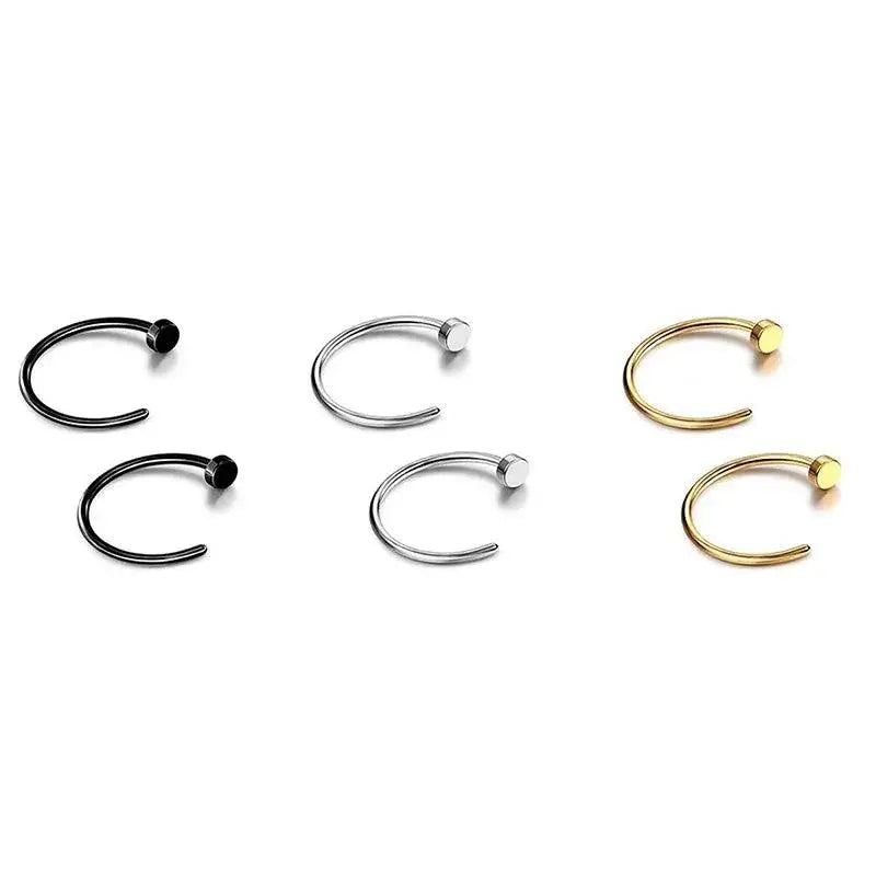 2/6Pcs Fake Nose Rings for Women, 316L Stainless Steel Lip Rings Labret Ring Nostril Hoop Piercing Studs Nose Piercing Jewelry - SS69