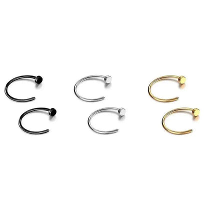 2/6Pcs Fake Nose Rings for Women, 316L Stainless Steel Lip Rings Labret Ring Nostril Hoop Piercing Studs Nose Piercing Jewelry - SS69
