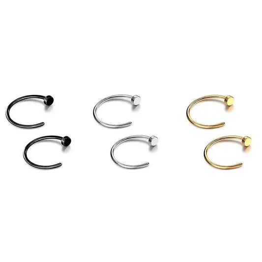 2/6Pcs Fake Nose Rings for Women, 316L Stainless Steel Lip Rings Labret Ring Nostril Hoop Piercing Studs Nose Piercing Jewelry - SS69