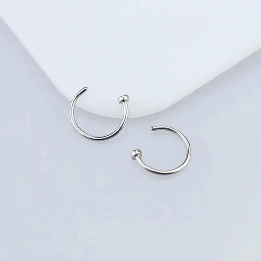 2/6Pcs Fake Nose Rings for Women, 316L Stainless Steel Lip Rings Labret Ring Nostril Hoop Piercing Studs Nose Piercing Jewelry - SS69