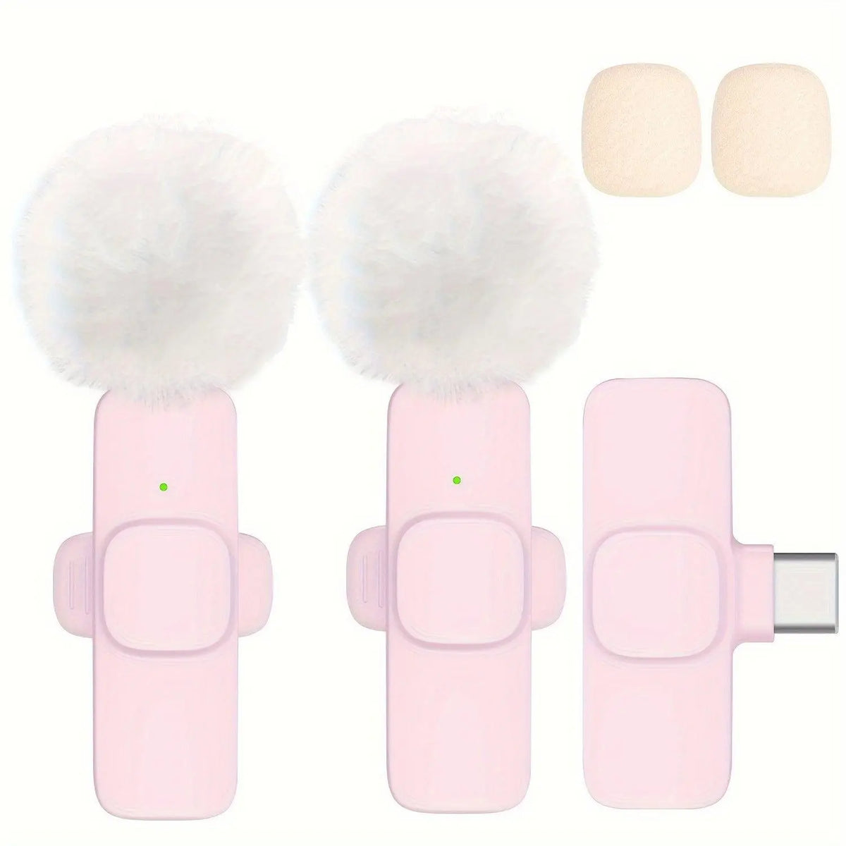 2-Pack ABS Wireless Lavalier Lapel Microphone with USB-C Connector for iPhone & iPad - SS69