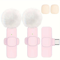 2-Pack ABS Wireless Lavalier Lapel Microphone with USB-C Connector for iPhone & iPad - SS69