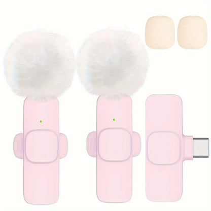 2-Pack ABS Wireless Lavalier Lapel Microphone with USB-C Connector for iPhone & iPad - SS69