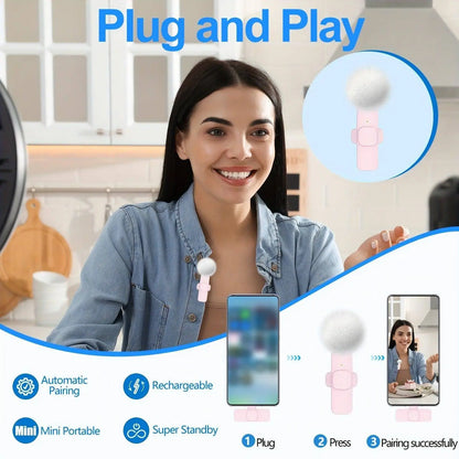 2-Pack ABS Wireless Lavalier Lapel Microphone with USB-C Connector for iPhone & iPad - SS69