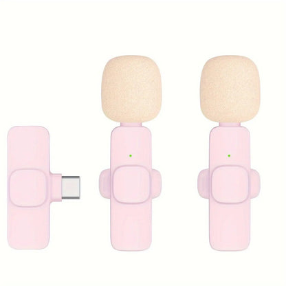 2-Pack ABS Wireless Lavalier Lapel Microphone with USB-C Connector for iPhone & iPad - SS69