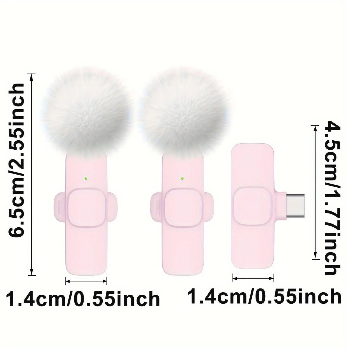 2-Pack ABS Wireless Lavalier Lapel Microphone with USB-C Connector for iPhone & iPad - SS69
