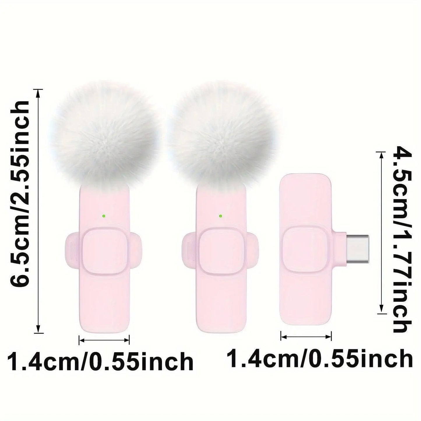 2-Pack ABS Wireless Lavalier Lapel Microphone with USB-C Connector for iPhone & iPad - SS69