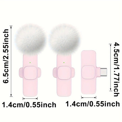 2-Pack ABS Wireless Lavalier Lapel Microphone with USB-C Connector for iPhone & iPad - SS69