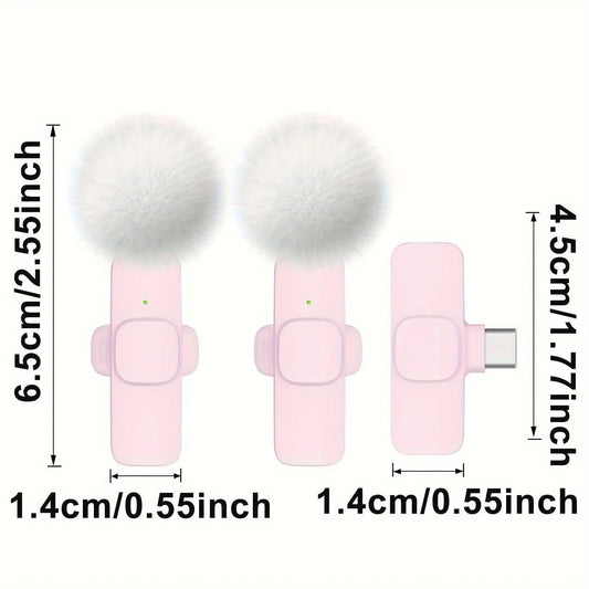 2-Pack ABS Wireless Lavalier Lapel Microphone with USB-C Connector for iPhone & iPad - SS69