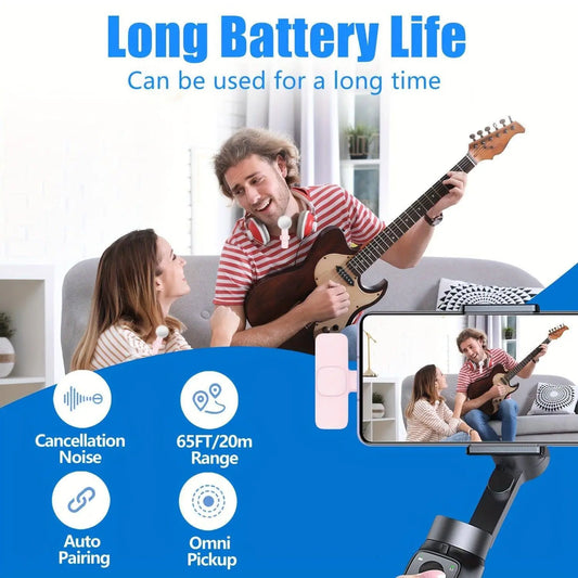 2-Pack ABS Wireless Lavalier Lapel Microphone with USB-C Connector for iPhone & iPad - SS69