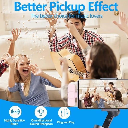 2-Pack ABS Wireless Lavalier Lapel Microphone with USB-C Connector for iPhone & iPad - SS69