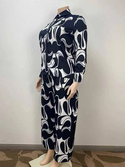 2 Piece Sets Womens Outfits Elegant Curvy Long Sleeve Blouse and Trouser Casual Suits Autumn Winter Ladies Plus Size Clothing SS69