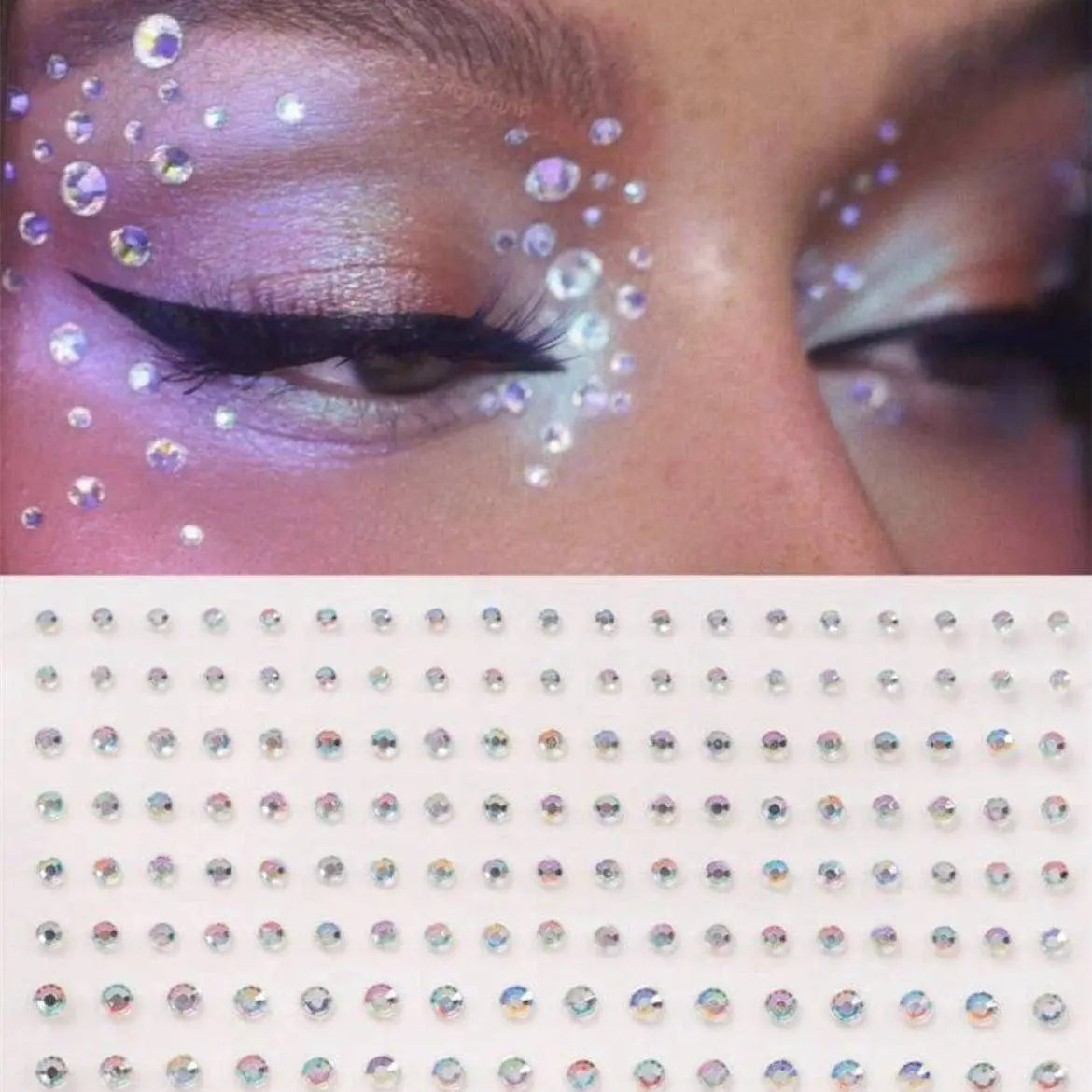 2 sheets Sparkling Rhinestone Facial Tattoo Stickers for Fairy Makeup and Beauty Enhancement SS69