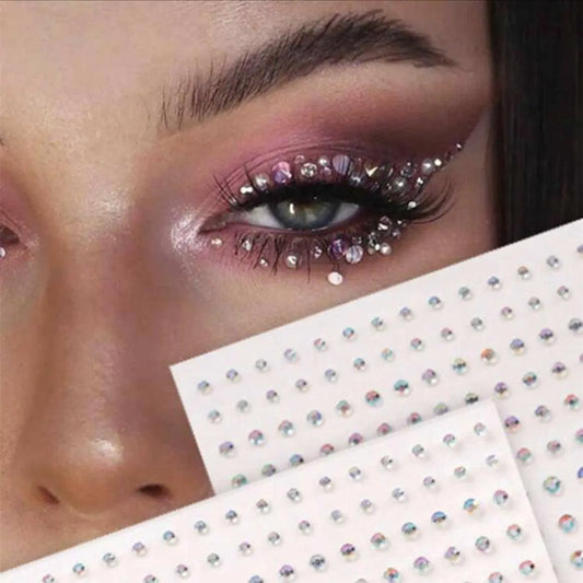 2 sheets Sparkling Rhinestone Facial Tattoo Stickers for Fairy Makeup and Beauty Enhancement SS69