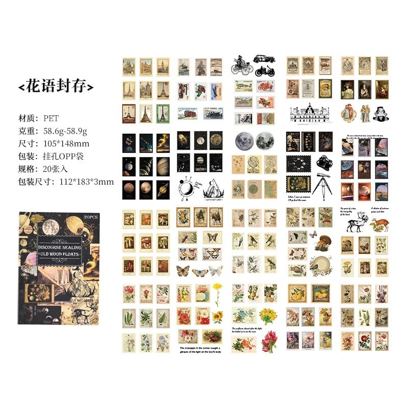 20 pcs Collection of old items Series Stickers aesthetic Stick Labels Decorative Scrapbooking material hand made Diy Supplies - SS69