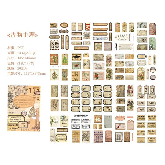 20 pcs Collection of old items Series Stickers aesthetic Stick Labels Decorative Scrapbooking material hand made Diy Supplies - SS69