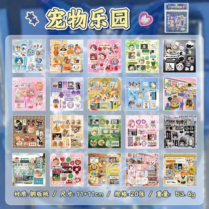 20 Sheets PET Die cut Stickers book Retro Cartoon Decorative handmade Scrapbooking Material Diary Japanese Stationery Supplies - SS69