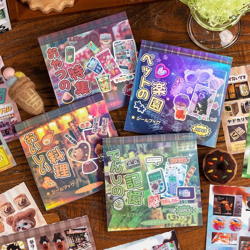 20 Sheets PET Die cut Stickers book Retro Cartoon Decorative handmade Scrapbooking Material Diary Japanese Stationery Supplies - SS69