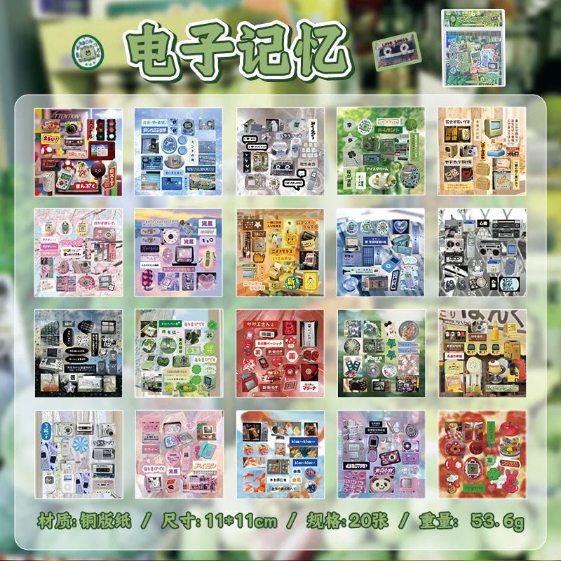 20 Sheets PET Die cut Stickers book Retro Cartoon Decorative handmade Scrapbooking Material Diary Japanese Stationery Supplies - SS69