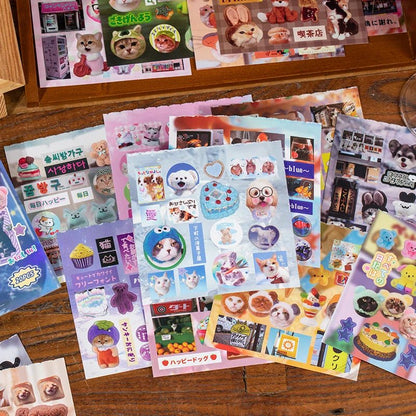 20 Sheets PET Die cut Stickers book Retro Cartoon Decorative handmade Scrapbooking Material Diary Japanese Stationery Supplies - SS69