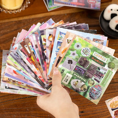 20 Sheets PET Die cut Stickers book Retro Cartoon Decorative handmade Scrapbooking Material Diary Japanese Stationery Supplies - SS69