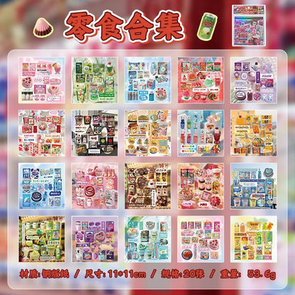 20 Sheets PET Die cut Stickers book Retro Cartoon Decorative handmade Scrapbooking Material Diary Japanese Stationery Supplies - SS69