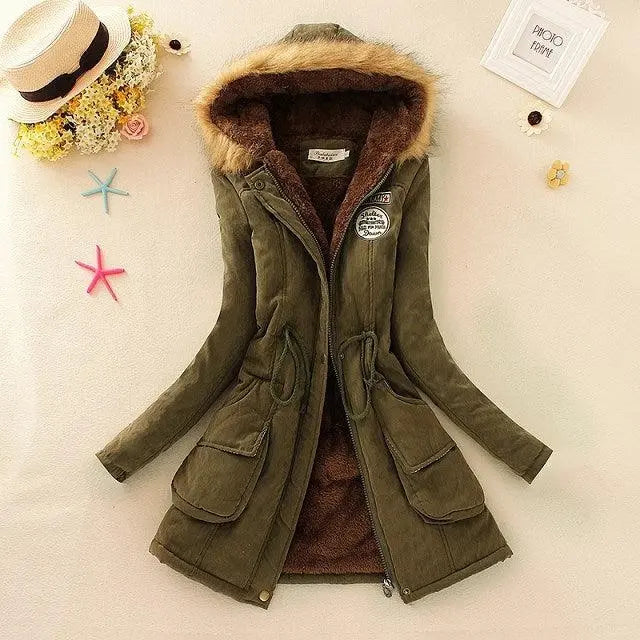 2023 New Autumn Winter Women Cotton Jacket Padded Casual Slim Coat Emboridery Hooded Parkas Wadded Warm Overcoat Fashion Parkas - SS69