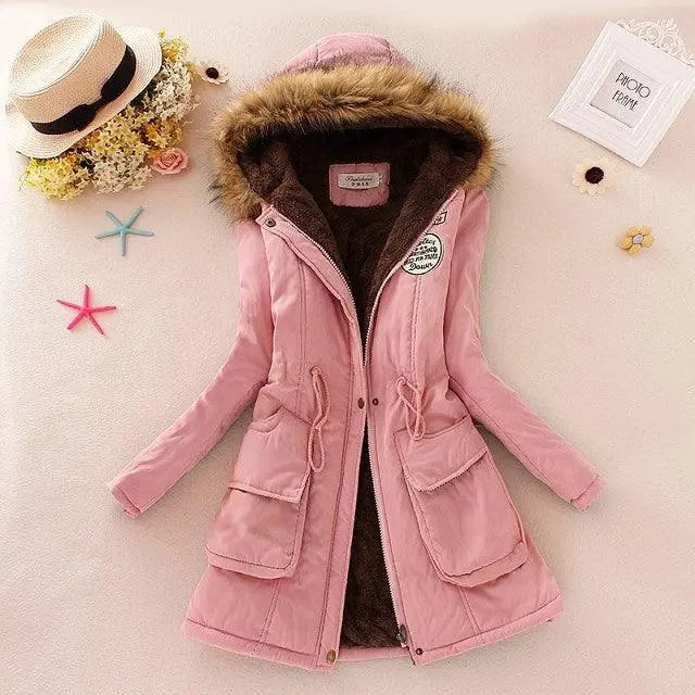 2023 New Autumn Winter Women Cotton Jacket Padded Casual Slim Coat Emboridery Hooded Parkas Wadded Warm Overcoat Fashion Parkas - SS69